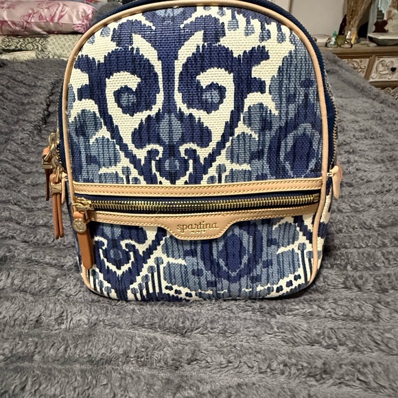 Spartina 449 Handbags - Spartina 449 Navy and Beige Patterned Backpack